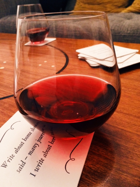 red wine with coaster